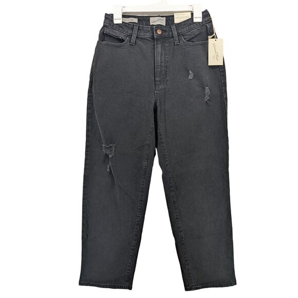 Universal Thread Curvy Jeans 6 Black Vintage Stretch Straight Leg Denim Cropped - Picture 12 of 13